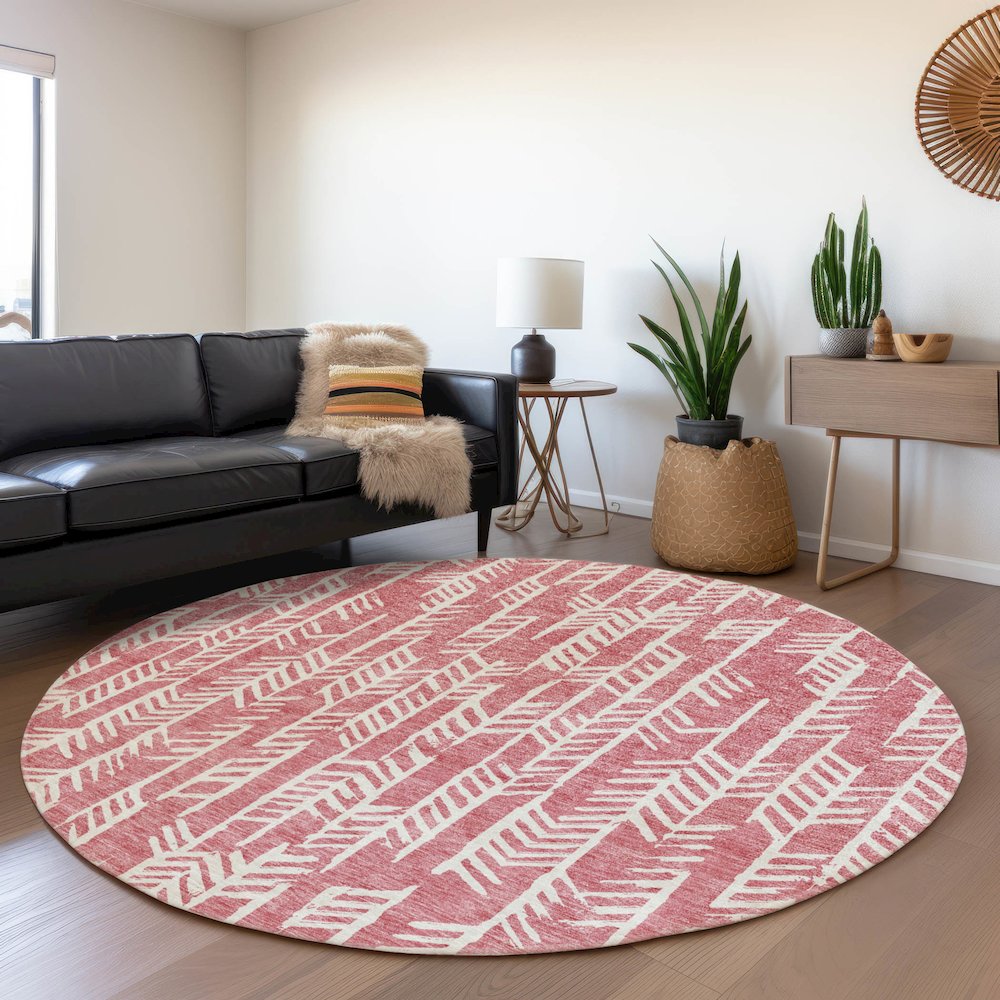 Premium Machine Washable Mayfield AMF906 Blush 8' x 8' Round Rug. Picture 5
