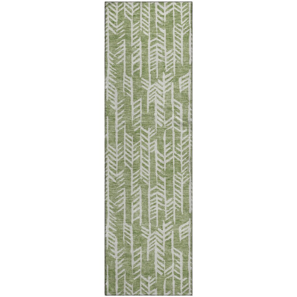 Premium Machine Washable Mayfield AMF906 Green 2'3" x 7'6" Runner Rug. Picture 1