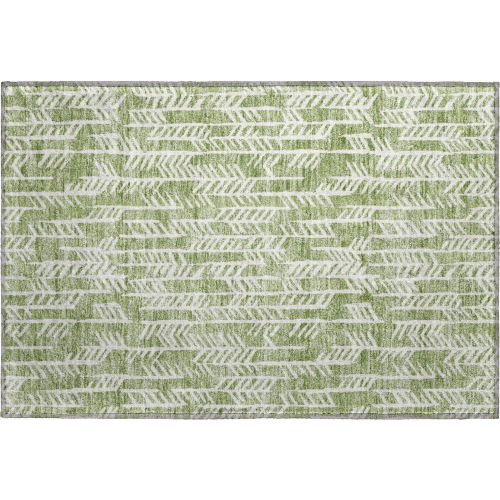 Premium Machine Washable Mayfield AMF906 Green 1'8" x 2'6" Rug. Picture 1