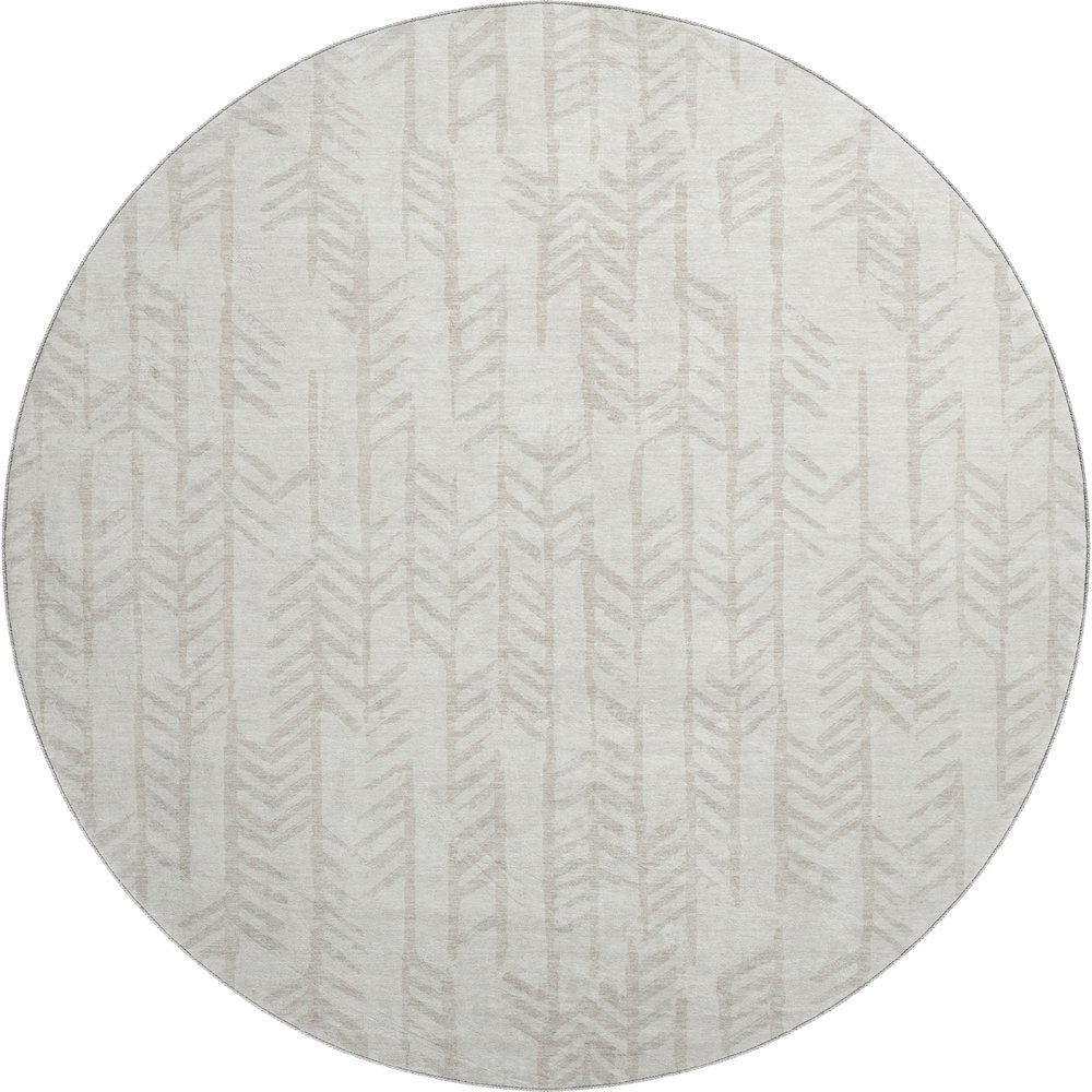 Premium Machine Washable Mayfield AMF906 Ivory 8' x 8' Round Rug. Picture 1