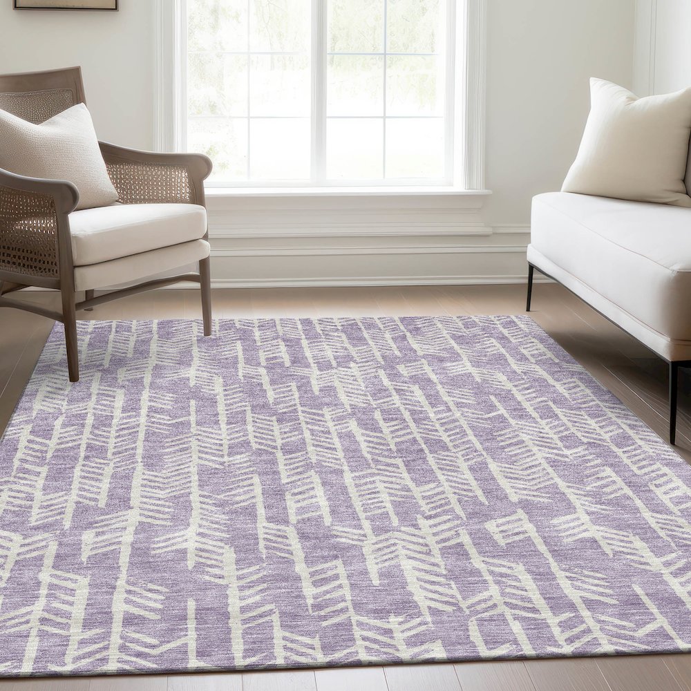 Premium Machine Washable Mayfield AMF906 Lavender 2'6" x 3'10" Rug. Picture 6