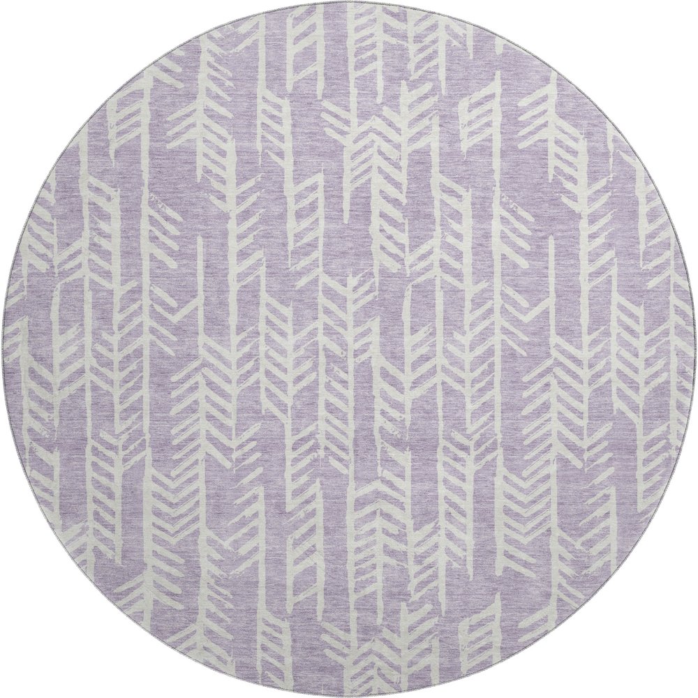 Premium Machine Washable Mayfield AMF906 Lavender 8' x 8' Round Rug. Picture 1
