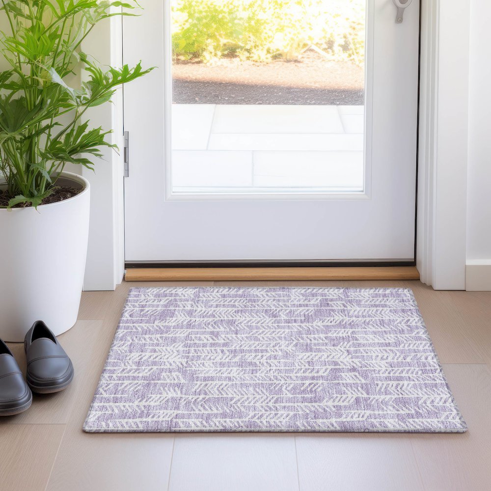 Premium Machine Washable Mayfield AMF906 Lavender 1'8" x 2'6" Rug. Picture 5