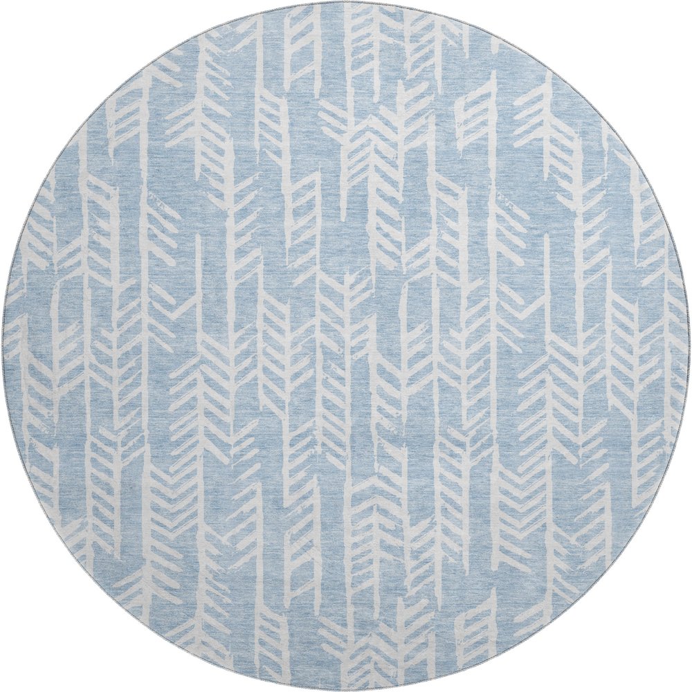 Premium Machine Washable Mayfield AMF906 Sky 8' x 8' Round Rug. Picture 1