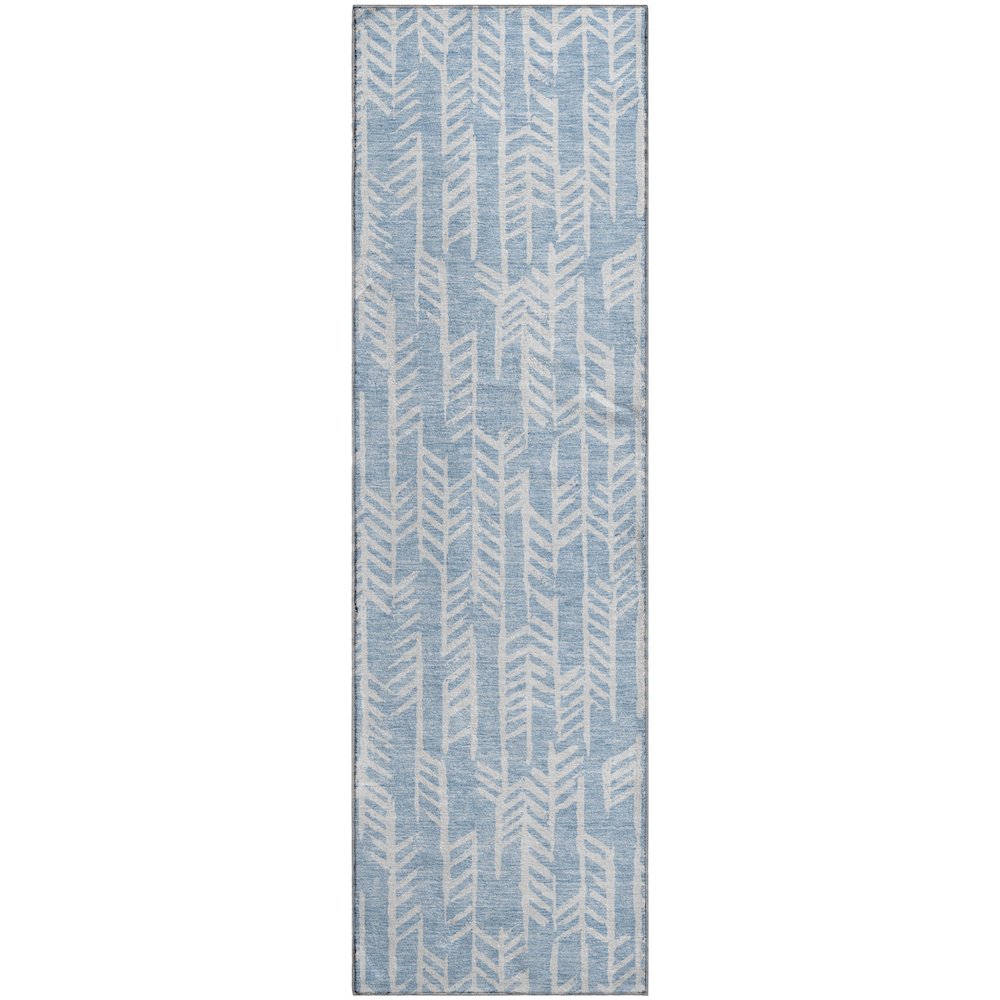 Premium Machine Washable Mayfield AMF906 Sky 2'3" x 7'6" Runner Rug. Picture 1