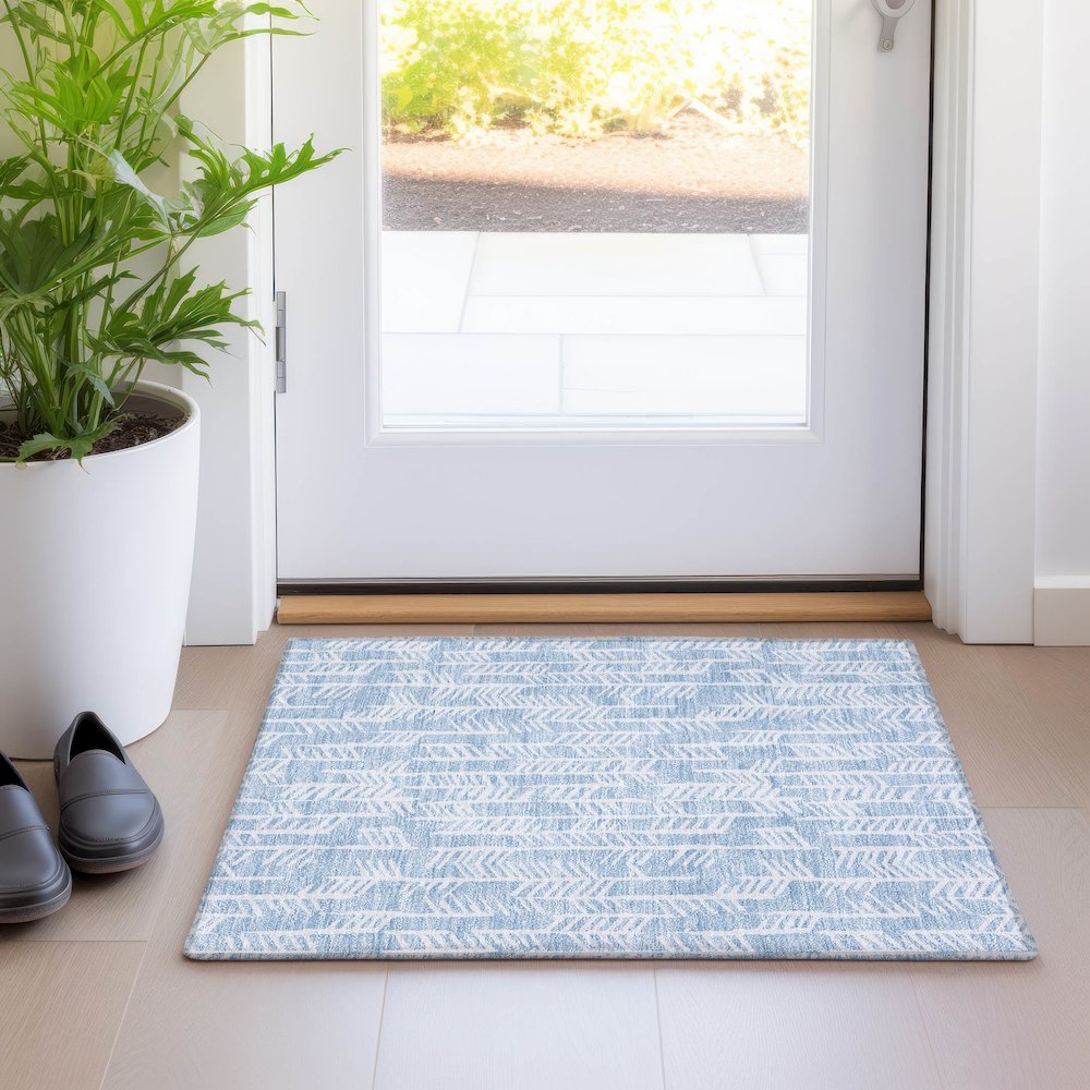 Premium Machine Washable Mayfield AMF906 Sky 1'8" x 2'6" Rug. Picture 5