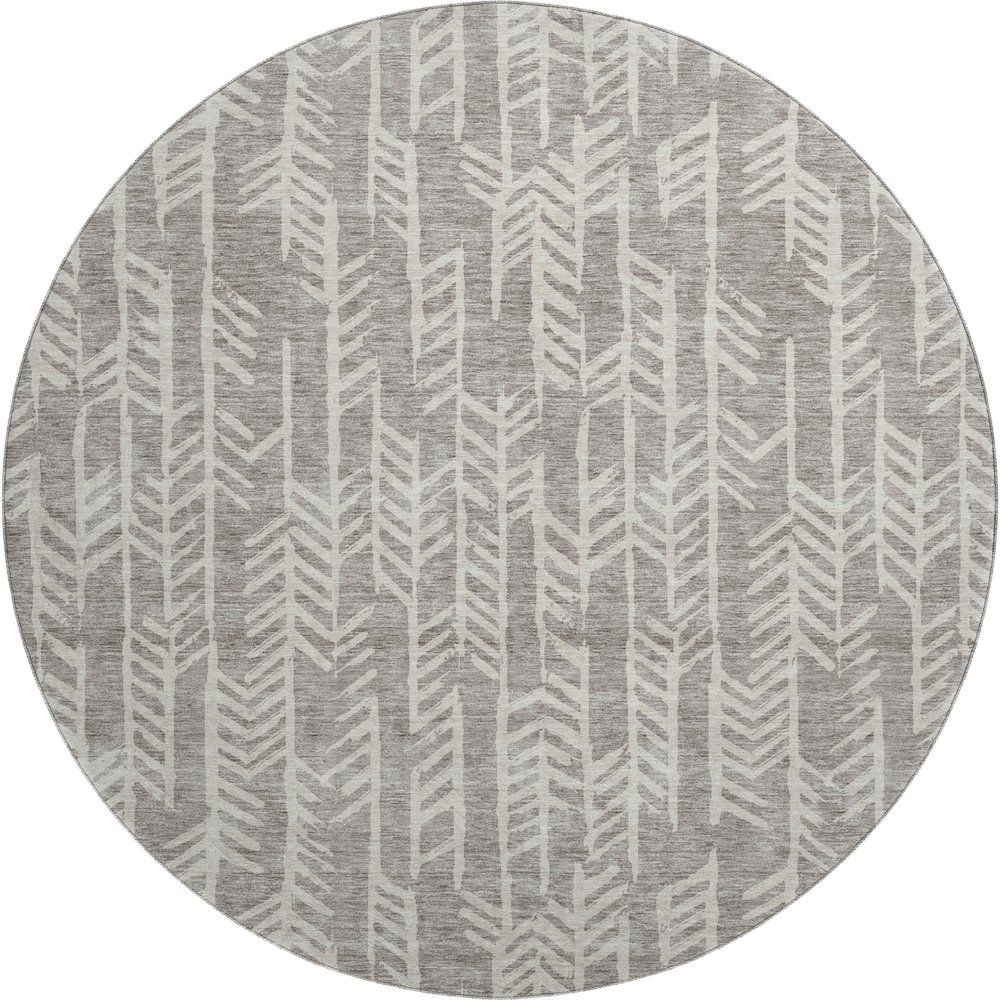 Premium Machine Washable Mayfield AMF906 Taupe 8' x 8' Round Rug. Picture 1