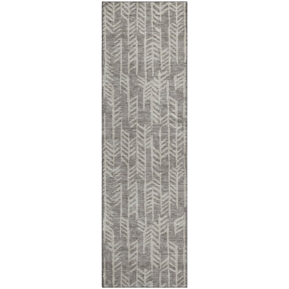 Premium Machine Washable Mayfield AMF906 Taupe 2'3" x 7'6" Runner Rug. Picture 1