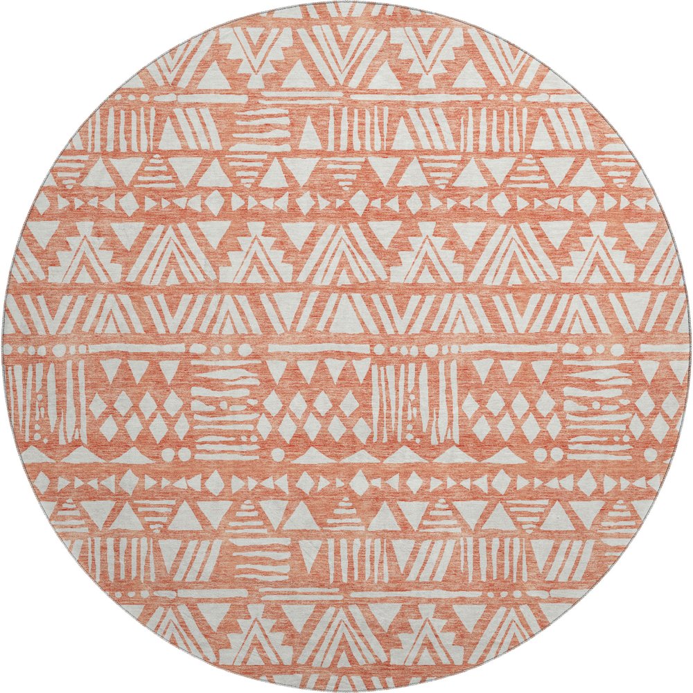 Premium Machine Washable Mayfield AMF907 Coral 8' x 8' Round Rug. Picture 1