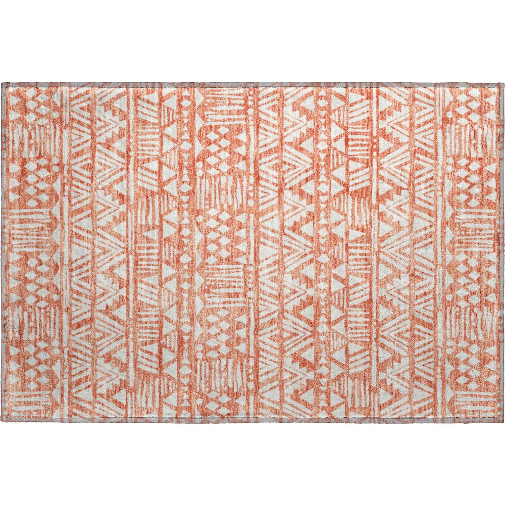 Premium Machine Washable Mayfield AMF907 Coral 1'8" x 2'6" Rug. Picture 1