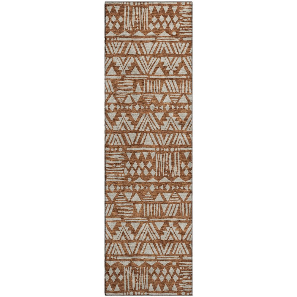 Premium Machine Washable Mayfield AMF907 Terracotta 2'3" x 7'6" Runner Rug. Picture 1