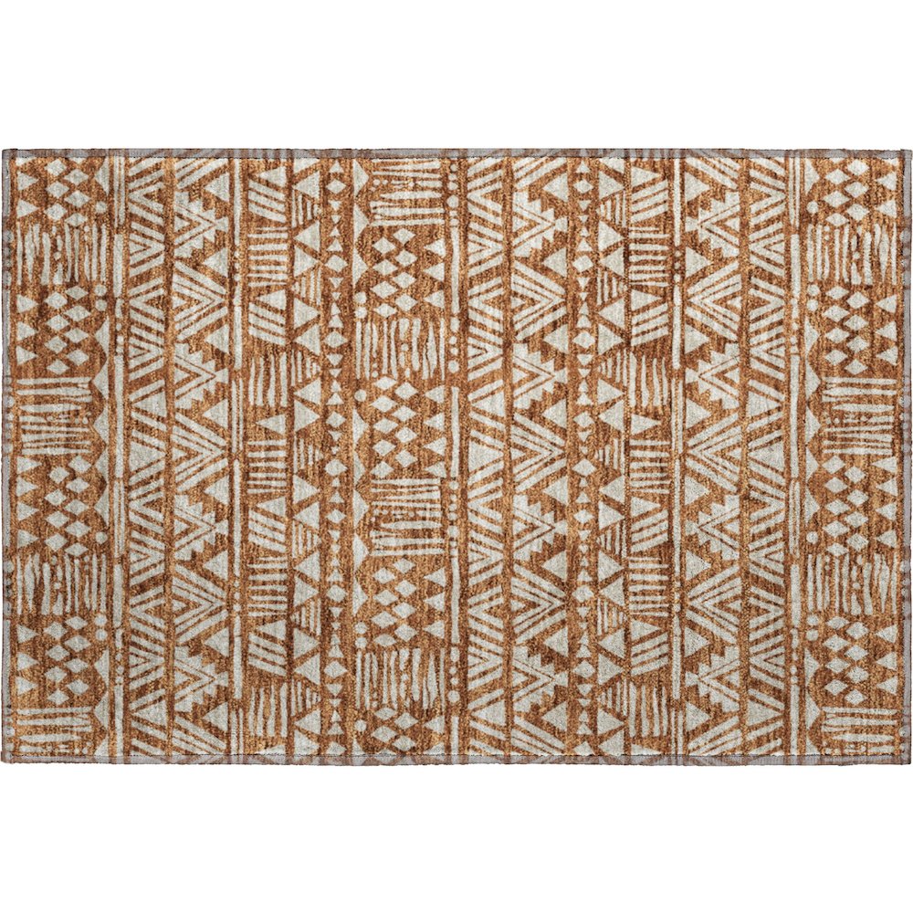 Premium Machine Washable Mayfield AMF907 Terracotta 1'8" x 2'6" Rug. Picture 1