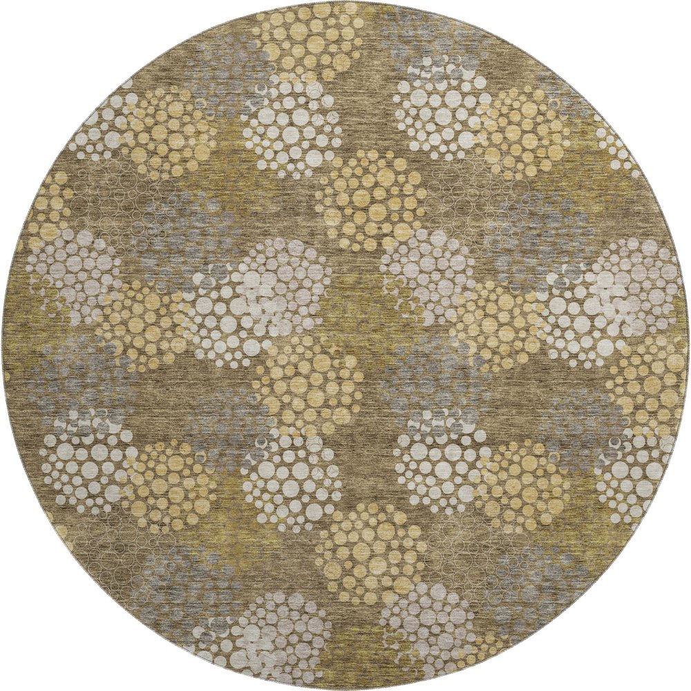 Premium Machine Washable Mayfield AMF908 Brown 8' x 8' Round Rug. Picture 1