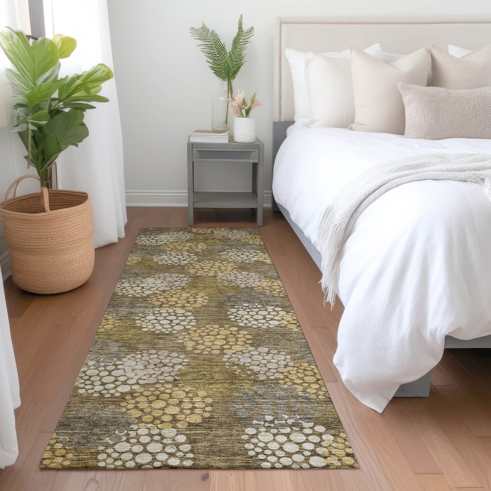 Premium Machine Washable Mayfield AMF908 Brown 2'3" x 7'6" Runner Rug. Picture 5