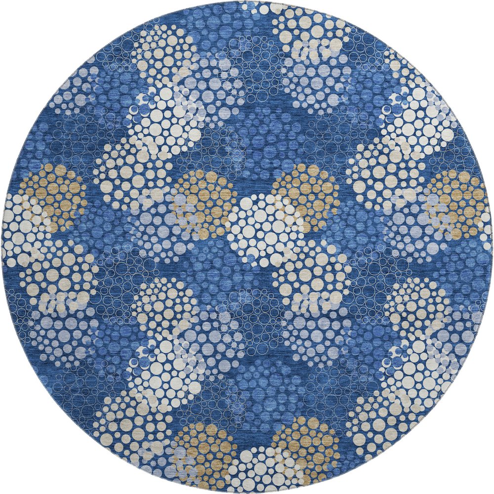 Premium Machine Washable Mayfield AMF908 Navy 8' x 8' Round Rug. Picture 1