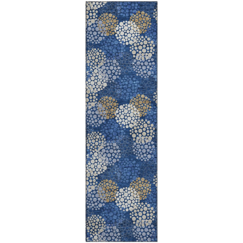 Premium Machine Washable Mayfield AMF908 Navy 2'3" x 7'6" Runner Rug. Picture 1