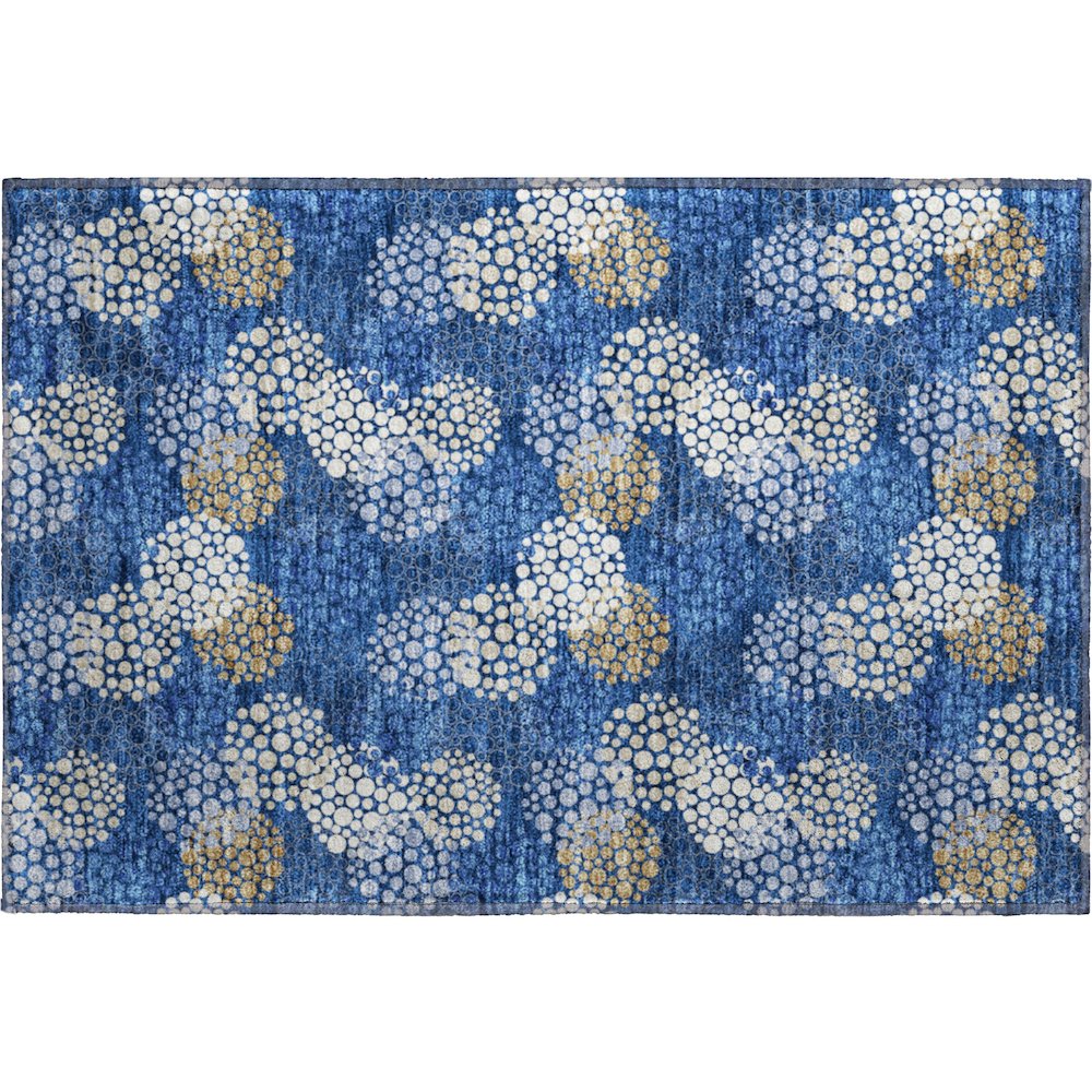 Premium Machine Washable Mayfield AMF908 Navy 1'8" x 2'6" Rug. Picture 1