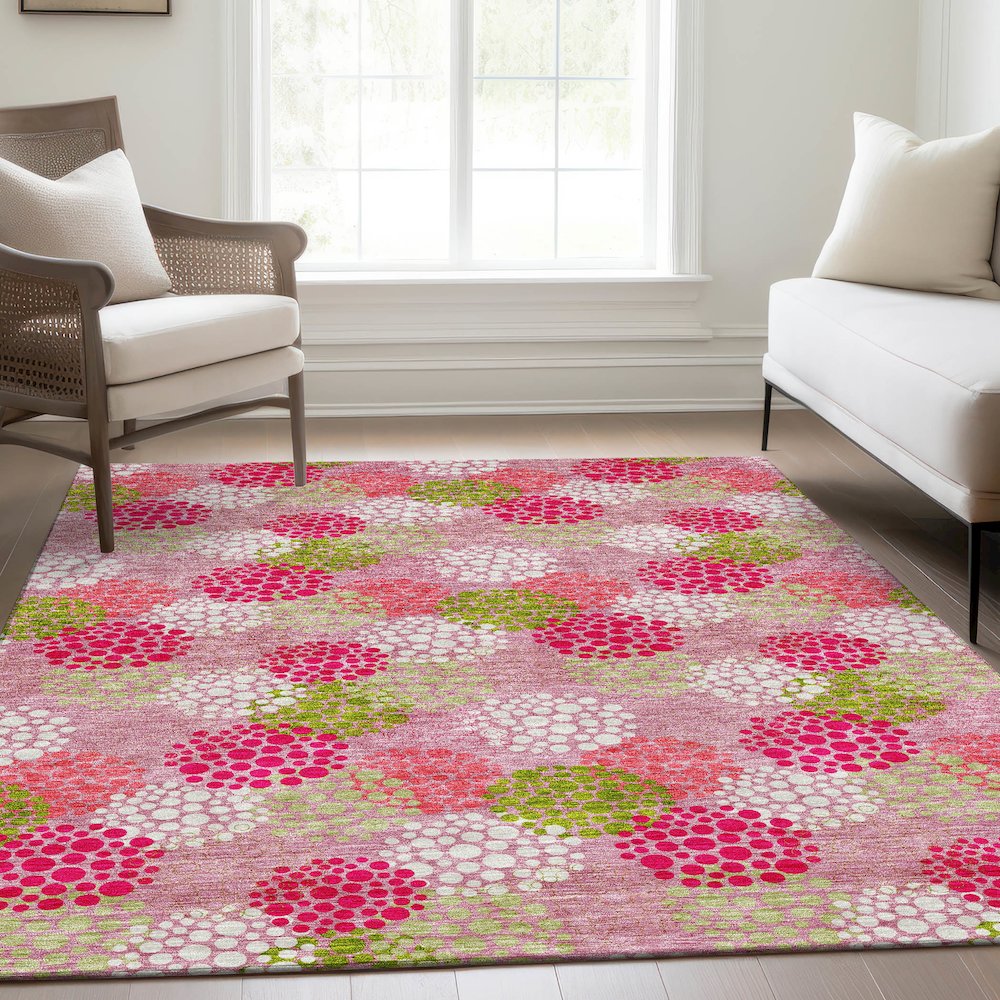 Premium Machine Washable Mayfield AMF908 Pink 2'6" x 3'10" Rug. Picture 6