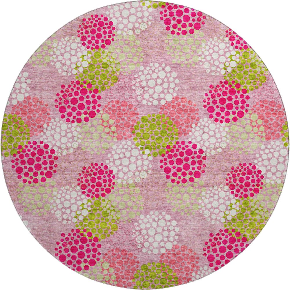 Premium Machine Washable Mayfield AMF908 Pink 8' x 8' Round Rug. Picture 1