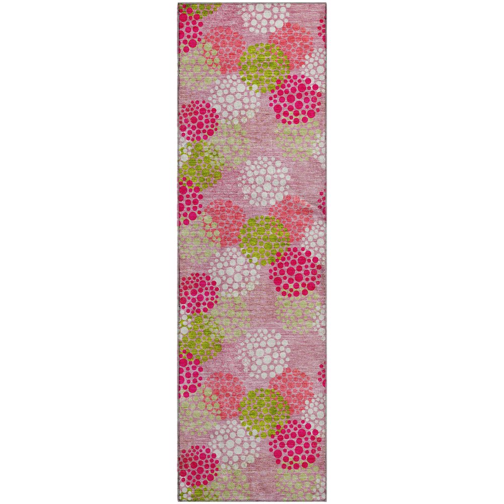 Premium Machine Washable Mayfield AMF908 Pink 2'3" x 7'6" Runner Rug. Picture 1