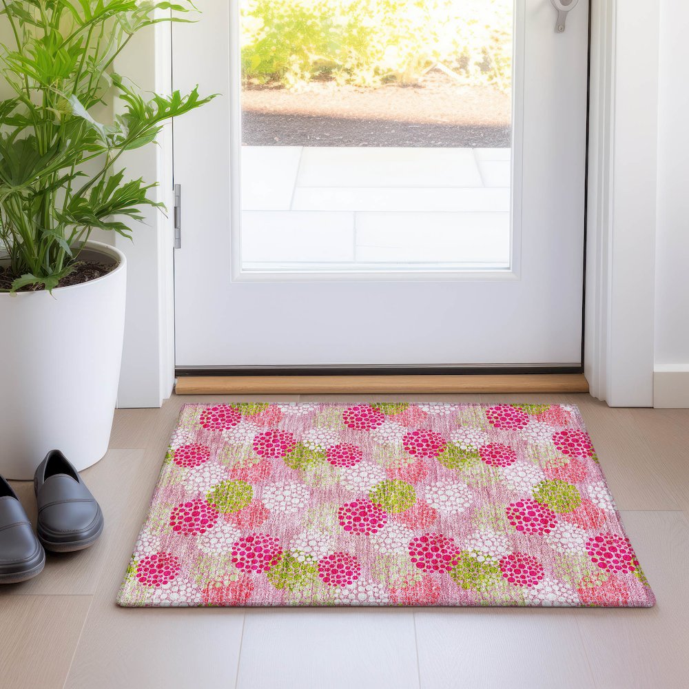 Premium Machine Washable Mayfield AMF908 Pink 1'8" x 2'6" Rug. Picture 5