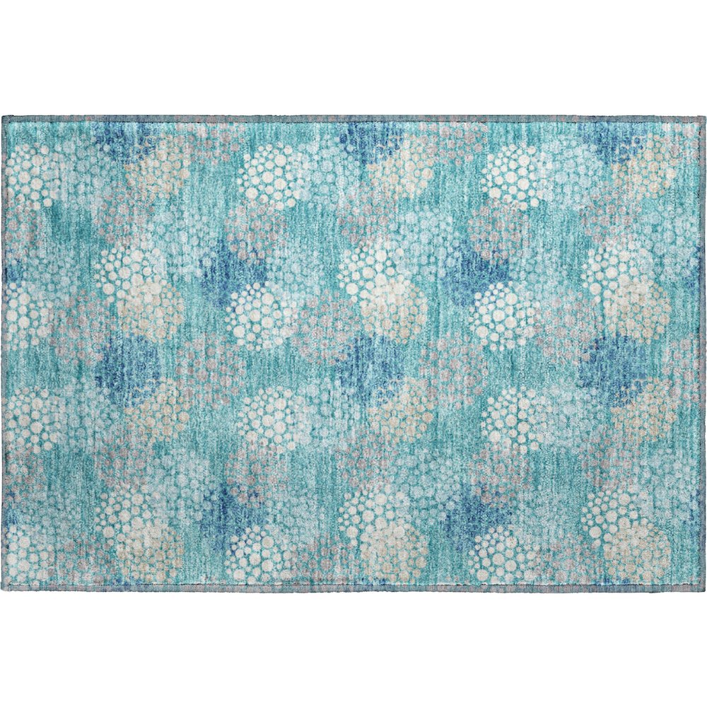 Premium Machine Washable Mayfield AMF908 Teal 1'8" x 2'6" Rug. Picture 1