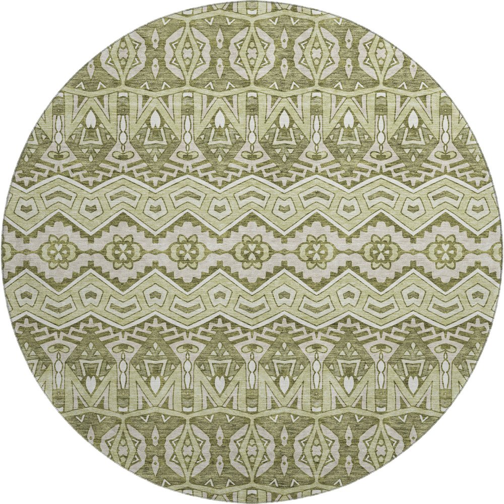 Premium Machine Washable Mayfield AMF909 Aloe 8' x 8' Round Rug. Picture 1