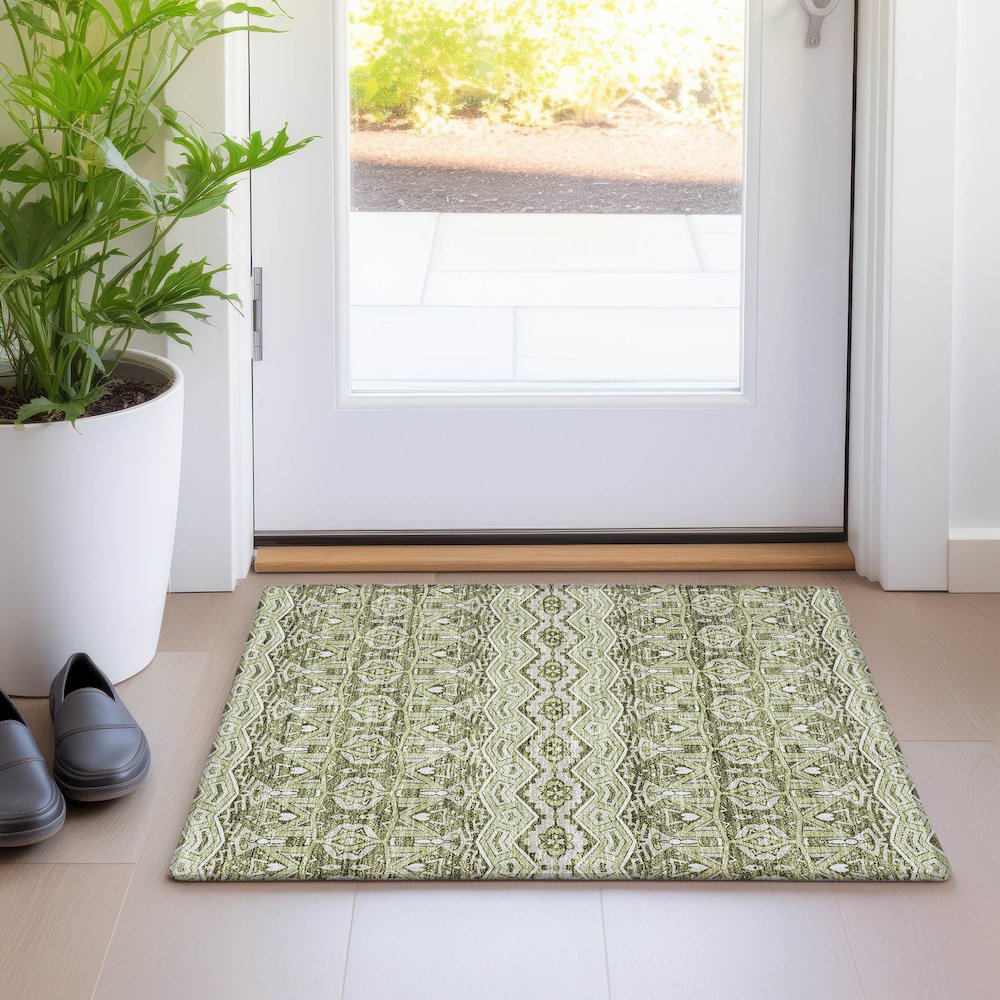 Premium Machine Washable Mayfield AMF909 Aloe 1'8" x 2'6" Rug. Picture 5