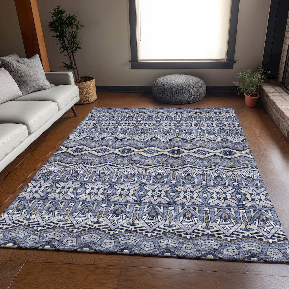 Premium Machine Washable Mayfield AMF909 Denim 2'6" x 3'10" Rug. Picture 6