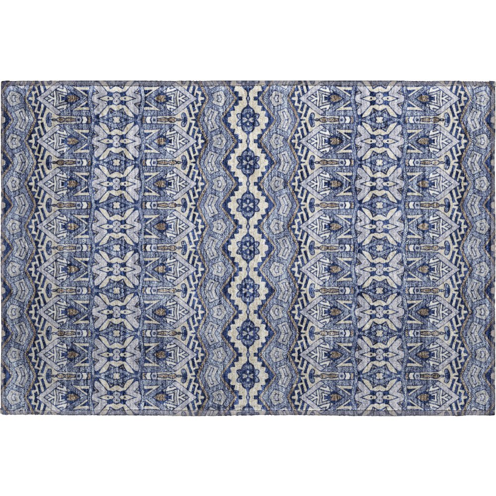 Premium Machine Washable Mayfield AMF909 Denim 1'8" x 2'6" Rug. Picture 1