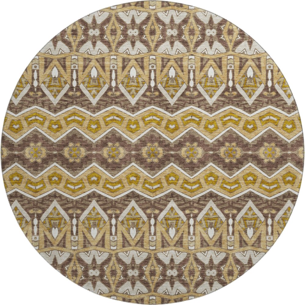 Premium Machine Washable Mayfield AMF909 Gold 8' x 8' Round Rug. Picture 1