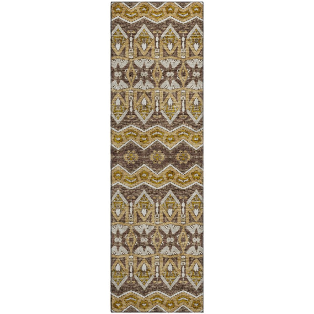 Premium Machine Washable Mayfield AMF909 Gold 2'3" x 7'6" Runner Rug. Picture 1