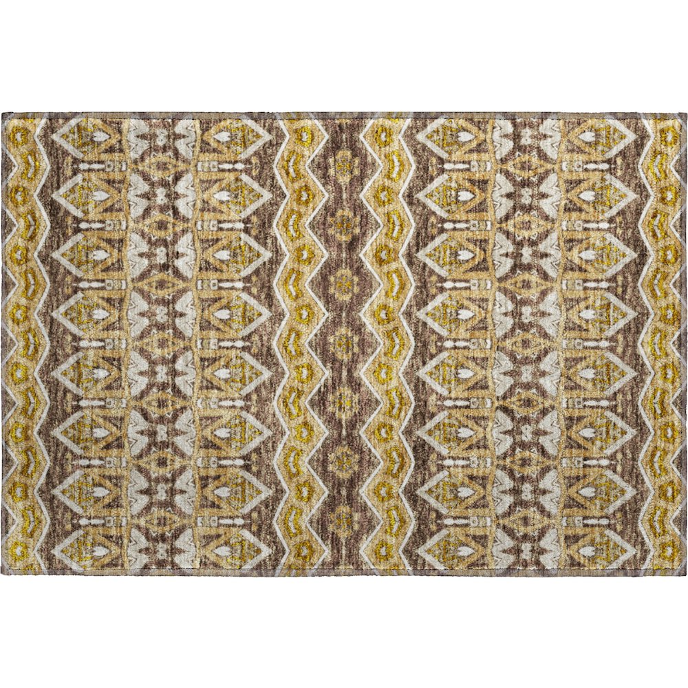 Premium Machine Washable Mayfield AMF909 Gold 1'8" x 2'6" Rug. Picture 1