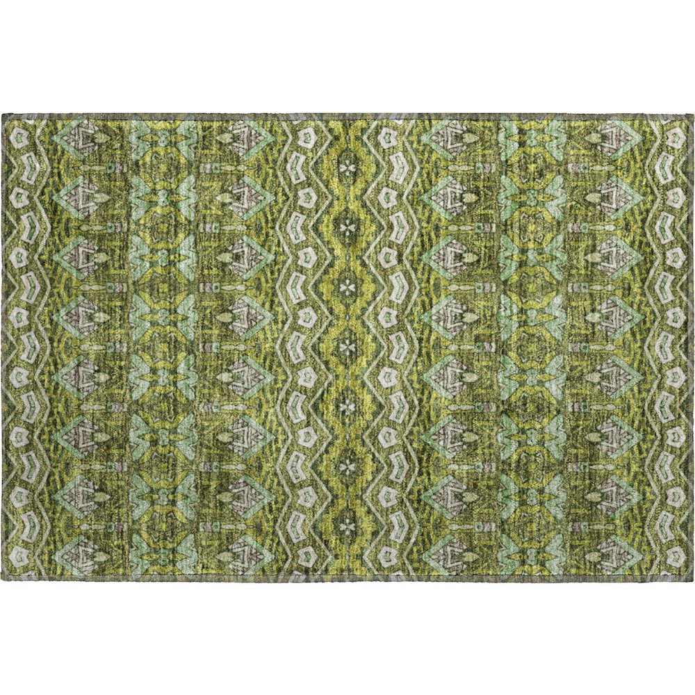 Premium Machine Washable Mayfield AMF909 Olive 1'8" x 2'6" Rug. Picture 1