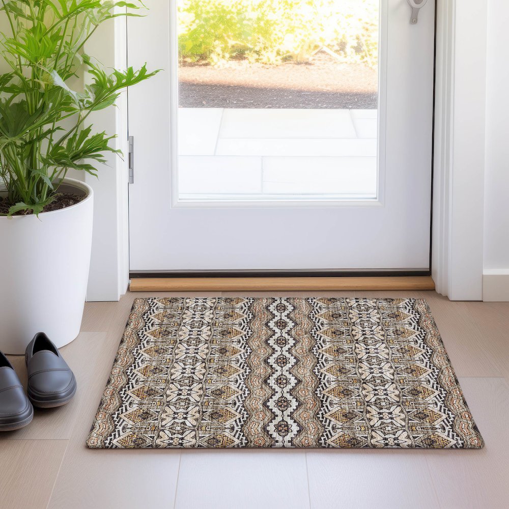 Premium Machine Washable Mayfield AMF909 Taupe 1'8" x 2'6" Rug. Picture 5