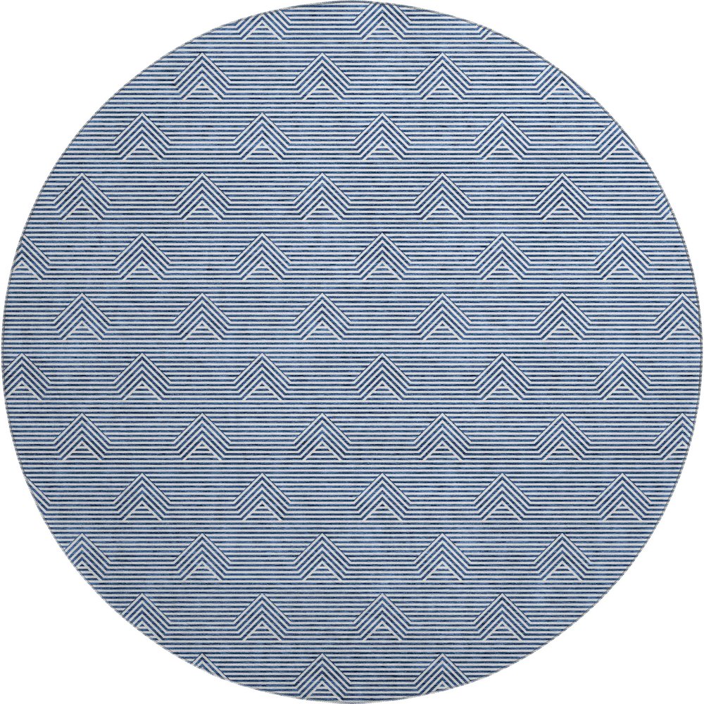 Premium Machine Washable Mayfield AMF910 Blue 8' x 8' Round Rug. Picture 1