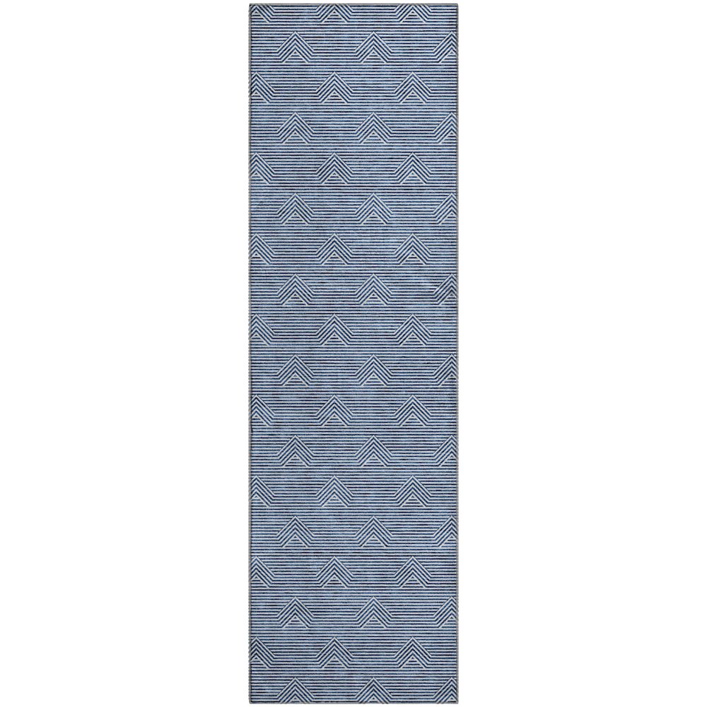 Premium Machine Washable Mayfield AMF910 Blue 2'3" x 7'6" Runner Rug. Picture 1