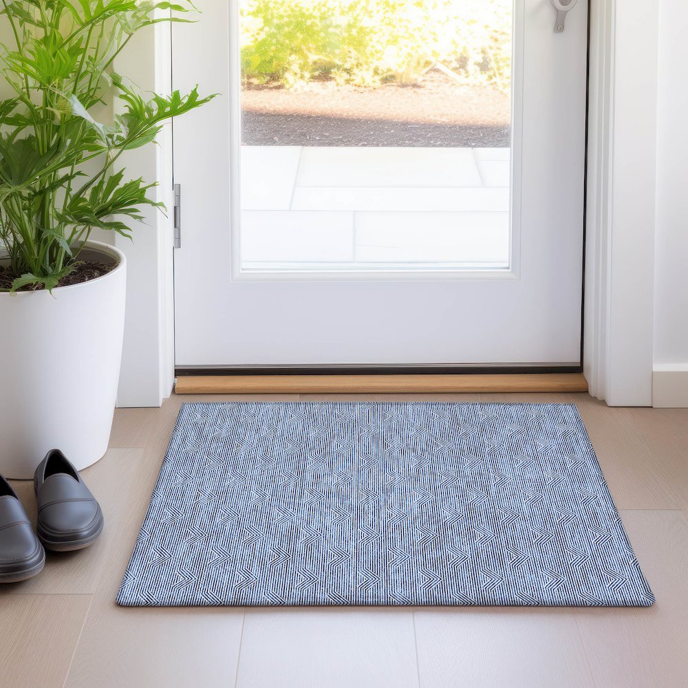 Premium Machine Washable Mayfield AMF910 Blue 1'8" x 2'6" Rug. Picture 5