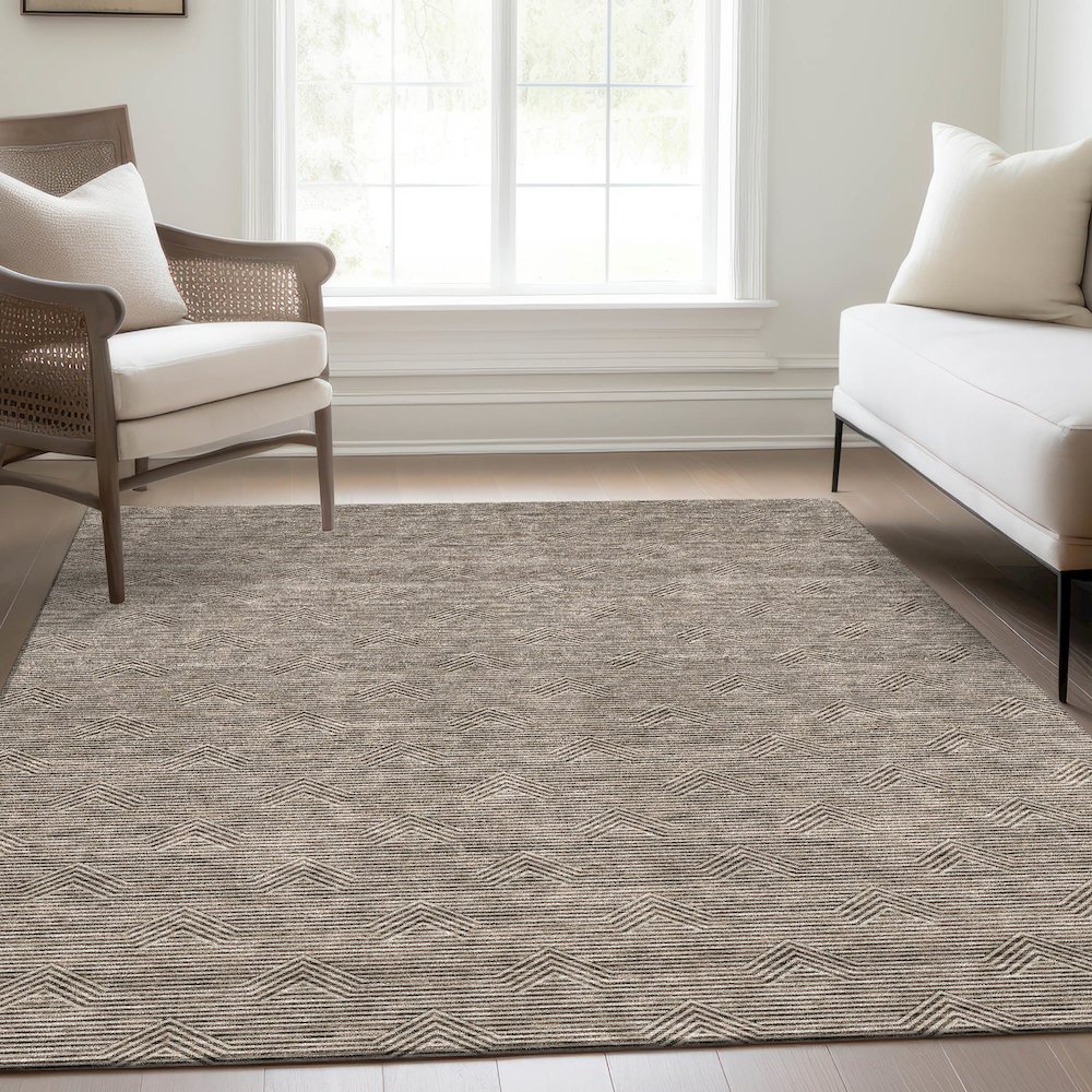 Premium Machine Washable Mayfield AMF910 Brown 2'6" x 3'10" Rug. Picture 6