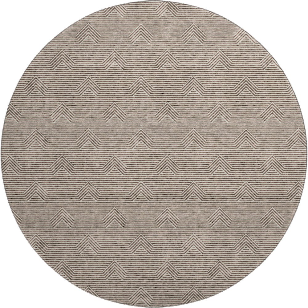 Premium Machine Washable Mayfield AMF910 Brown 8' x 8' Round Rug. Picture 1
