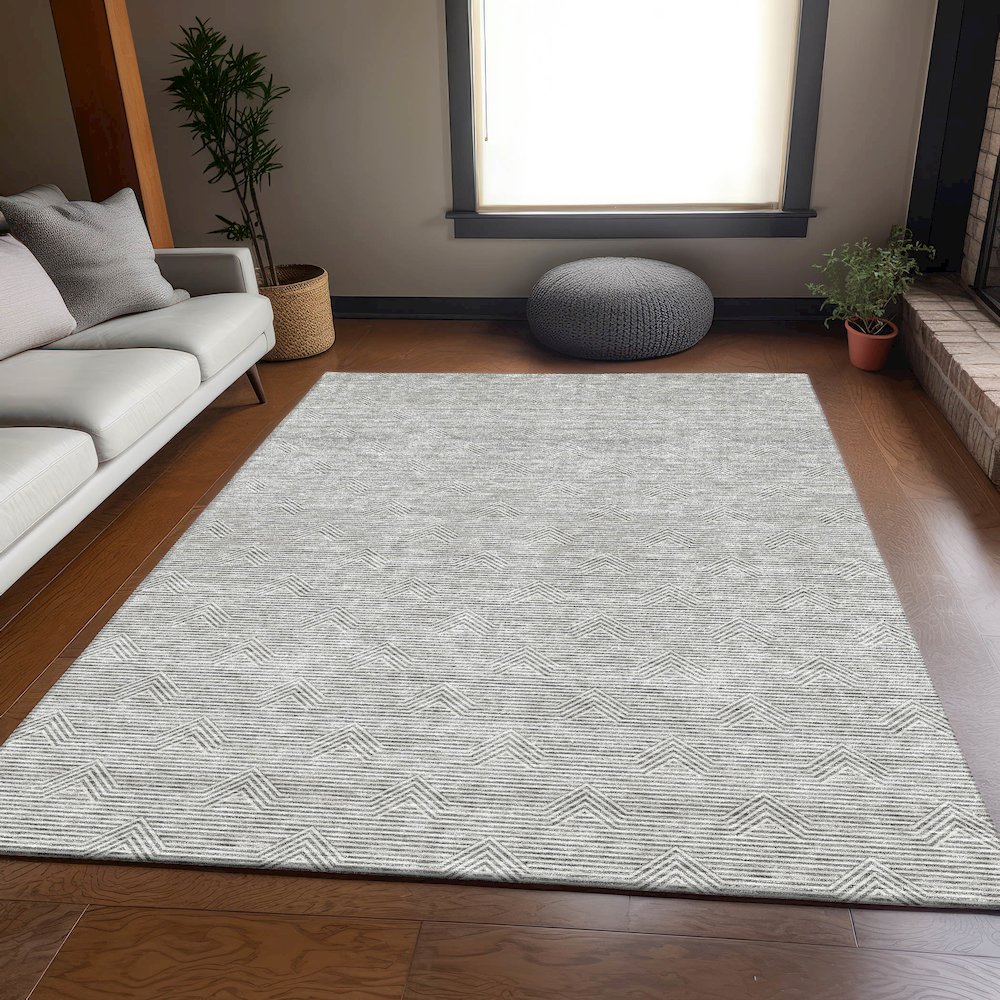 Premium Machine Washable Mayfield AMF910 Gray 2'6" x 3'10" Rug. Picture 6