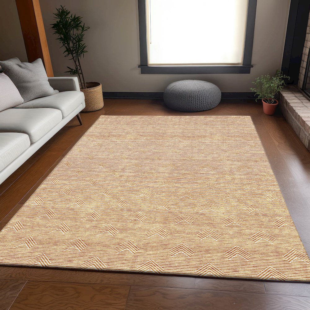 Premium Machine Washable Mayfield AMF910 Orange 2'6" x 3'10" Rug. Picture 6