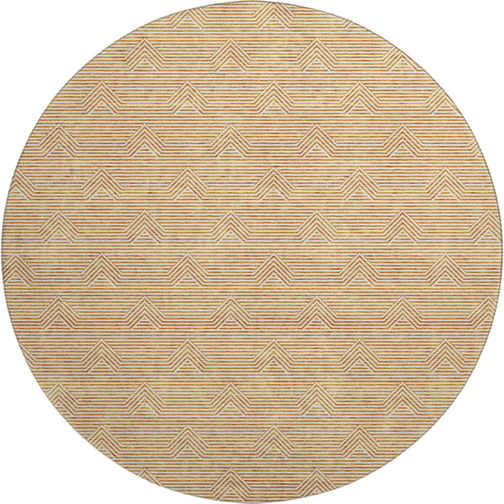 Premium Machine Washable Mayfield AMF910 Orange 8' x 8' Round Rug. Picture 1