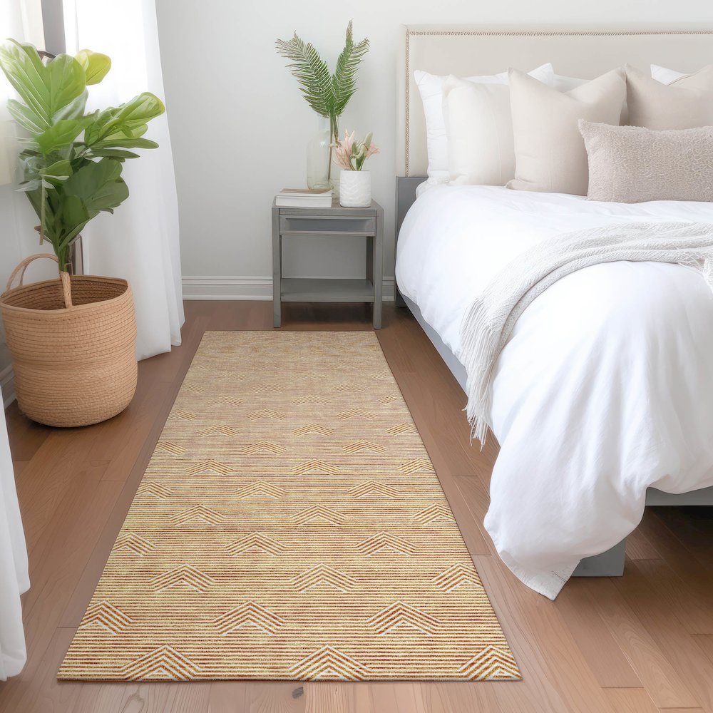 Premium Machine Washable Mayfield AMF910 Orange 2'3" x 7'6" Runner Rug. Picture 5