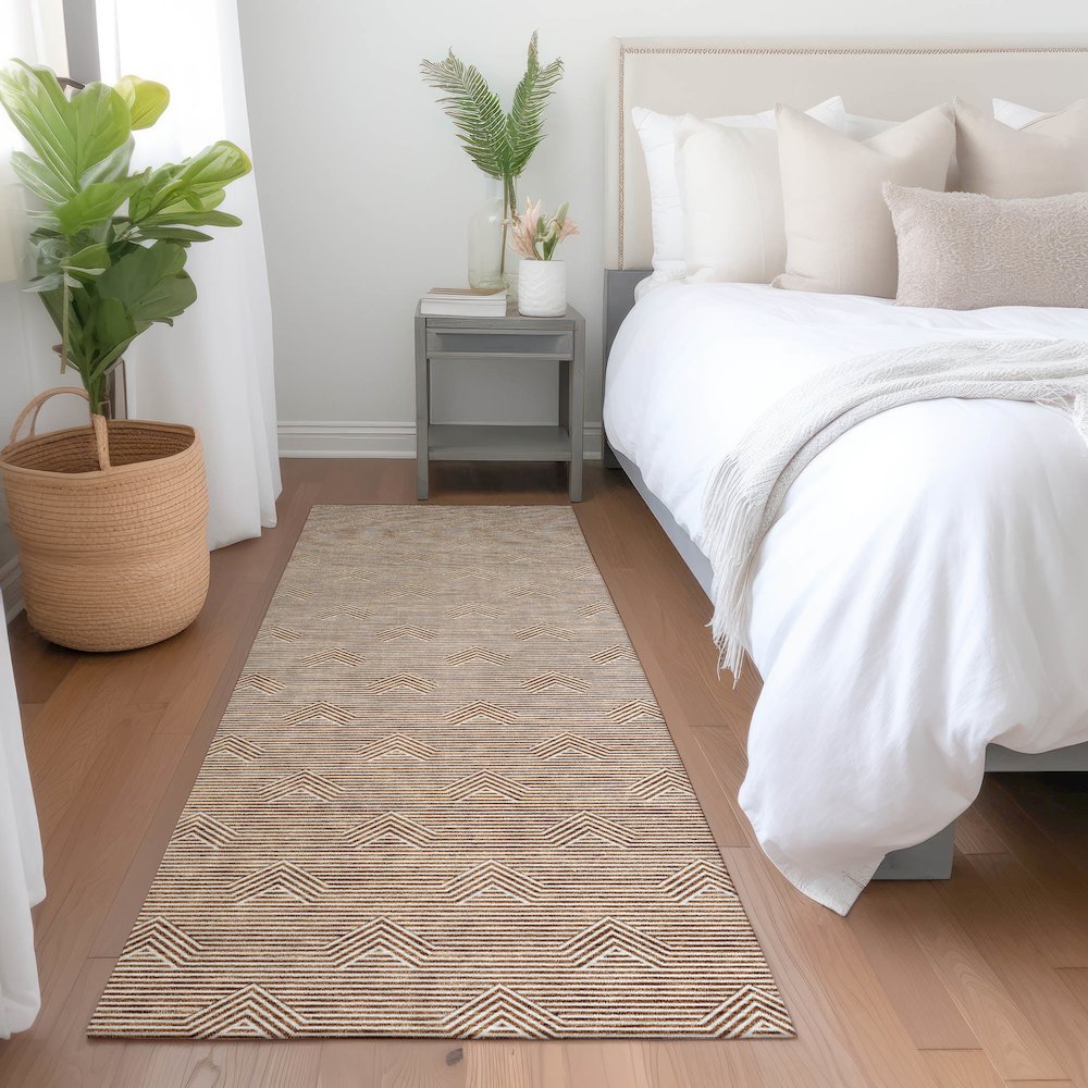 Premium Machine Washable Mayfield AMF910 Paprika 2'3" x 7'6" Runner Rug. Picture 5