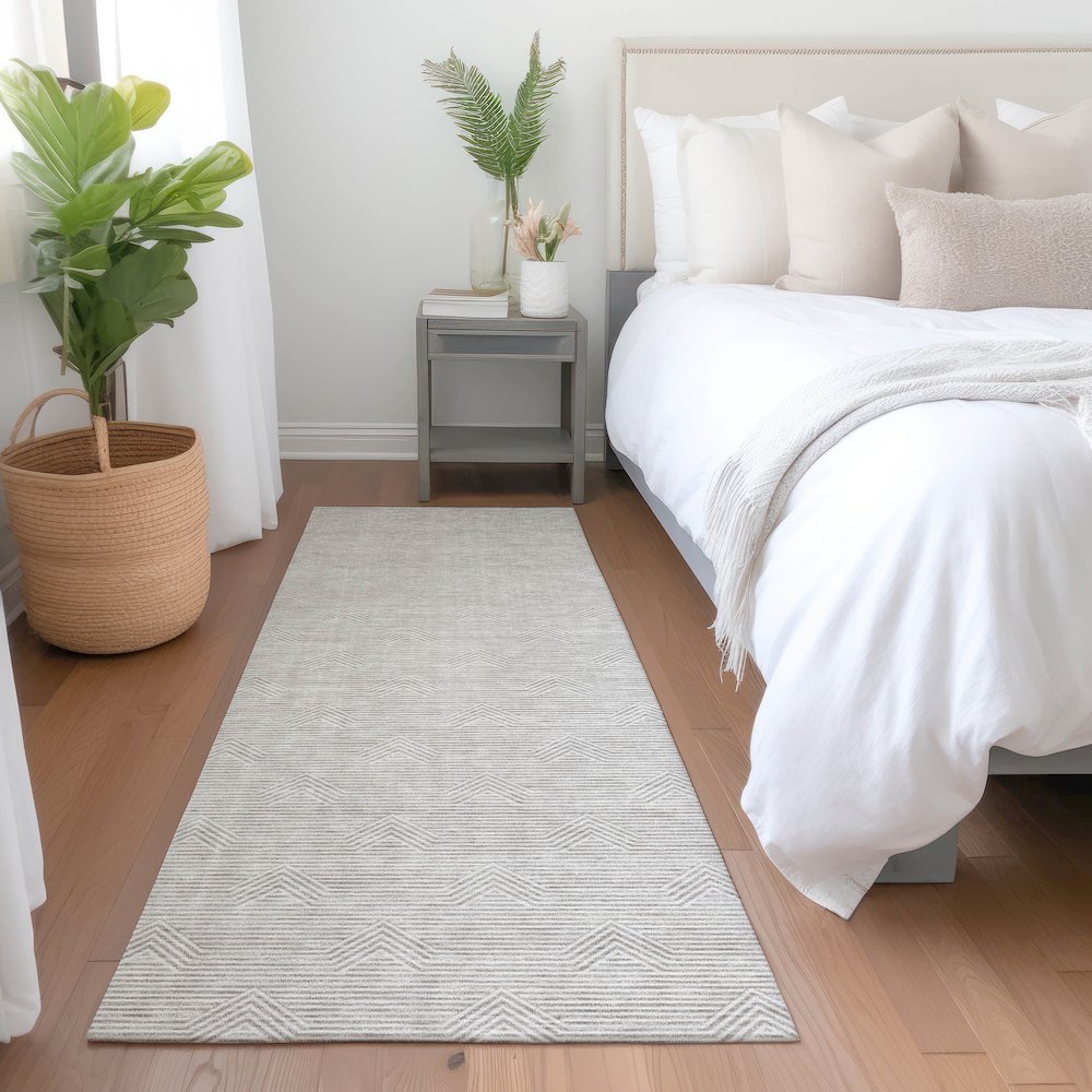 Premium Machine Washable Mayfield AMF910 Taupe 2'3" x 7'6" Runner Rug. Picture 5