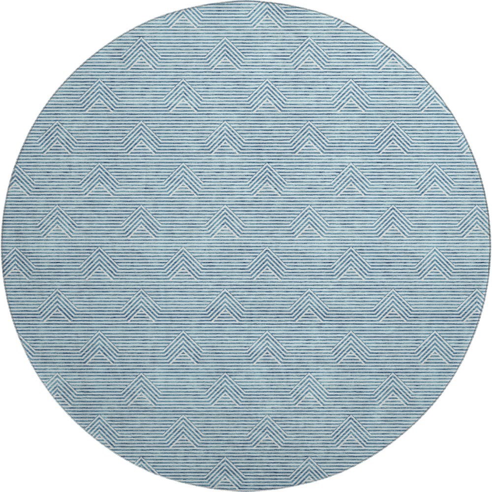 Premium Machine Washable Mayfield AMF910 Teal 8' x 8' Round Rug. Picture 1