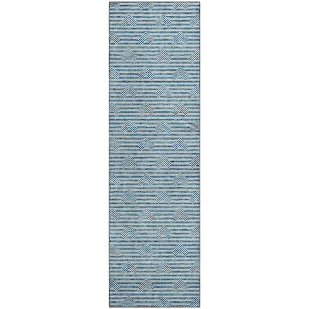 Premium Machine Washable Mayfield AMF910 Teal 2'3" x 7'6" Runner Rug. Picture 1