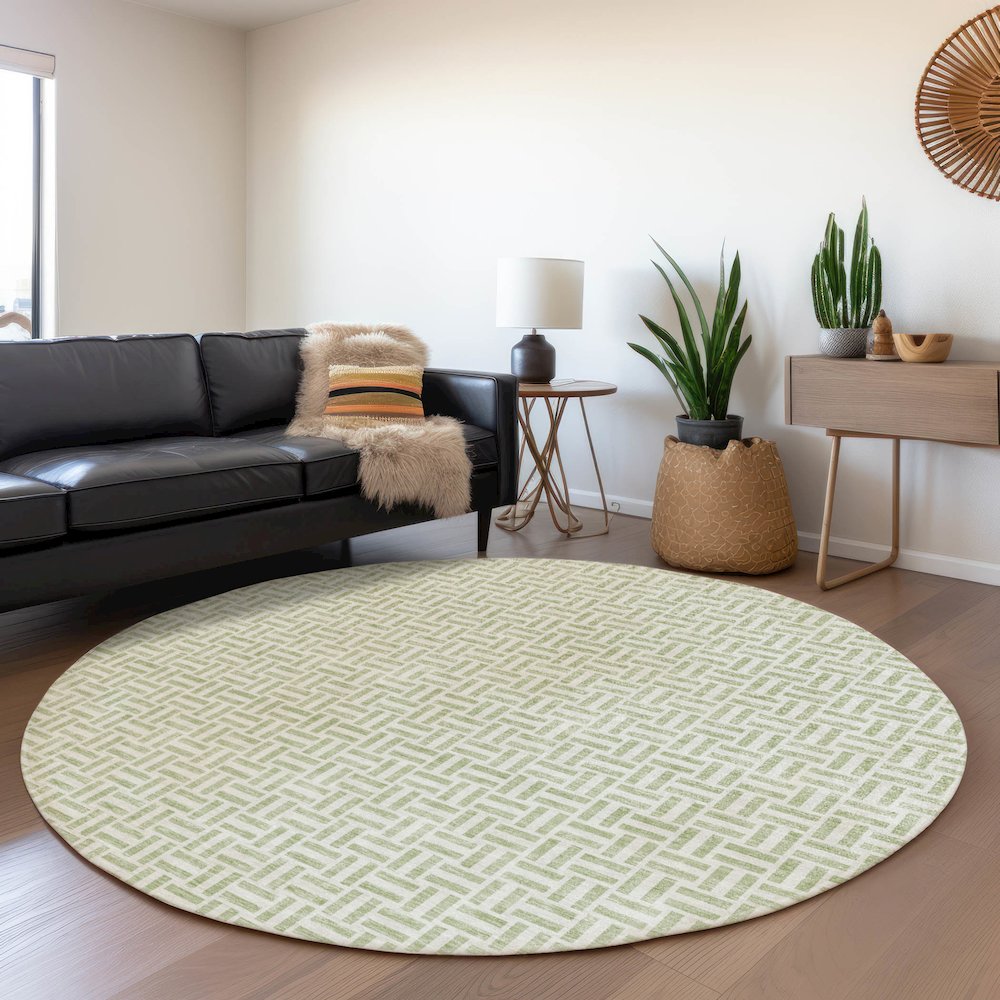 Premium Machine Washable Mayfield AMF911 Aloe 8' x 8' Round Rug. Picture 5
