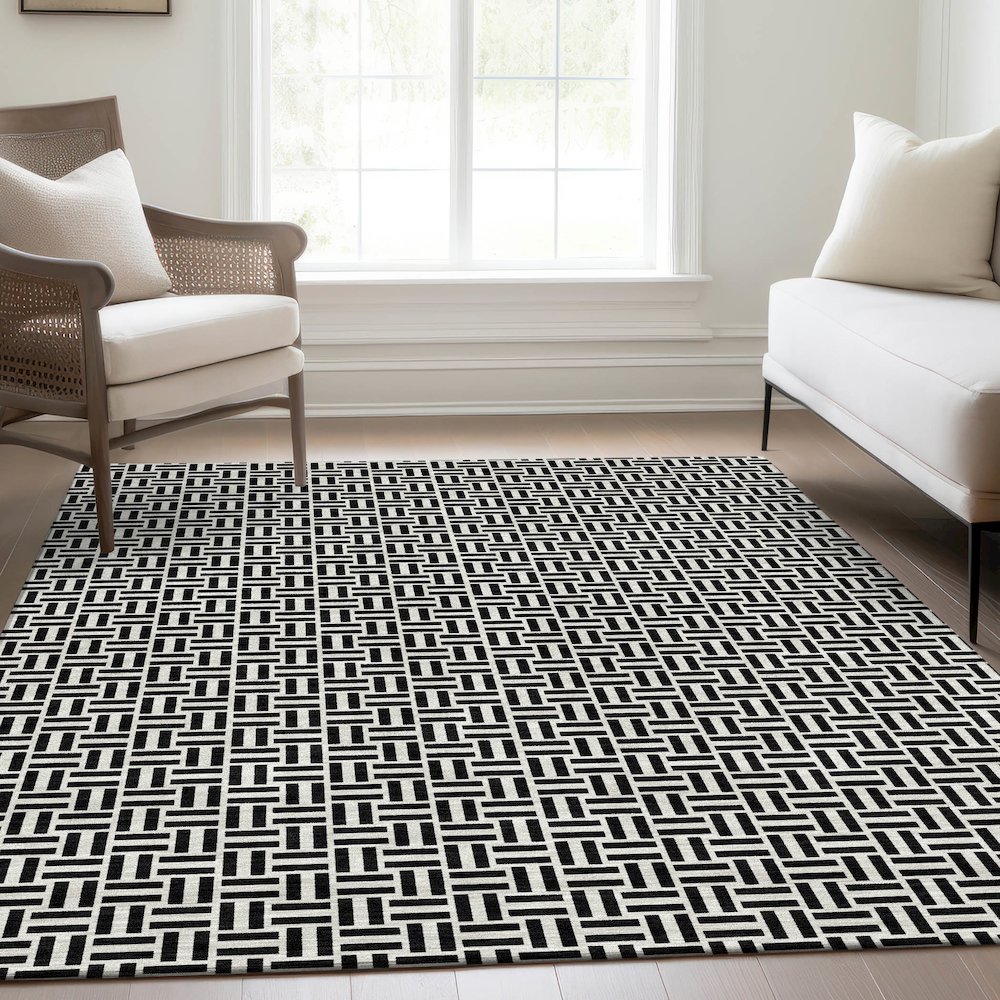 Premium Machine Washable Mayfield AMF911 Black 2'6" x 3'10" Rug. Picture 6